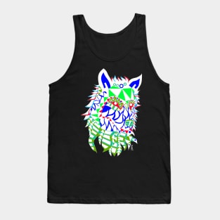 white winter wolf in renegade totem totonac ecopop design art Tank Top